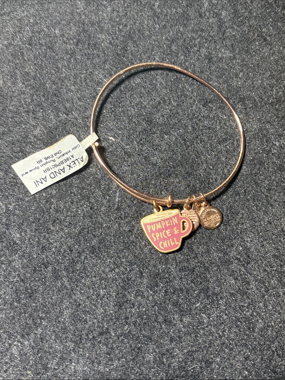 Alex and Ani Rose Gold Pumpkin Spice Mug Charm Bangle